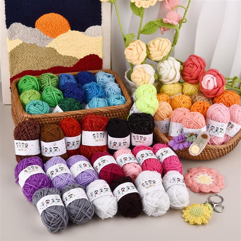 12 colores/juego de hilo suave de buena , hilo para tejer a mano, hilos de lana de algodón suaves y cálidos para manualidades, hilo de ganchillo hecho a mano