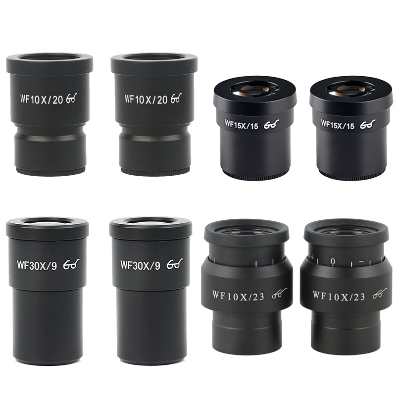 Óculos de campo amplo para microscópio estéreo, pares de óculos wf10x wf15x wf30x wf10x/23, tamanho de montagem 30mm com visão 23mm