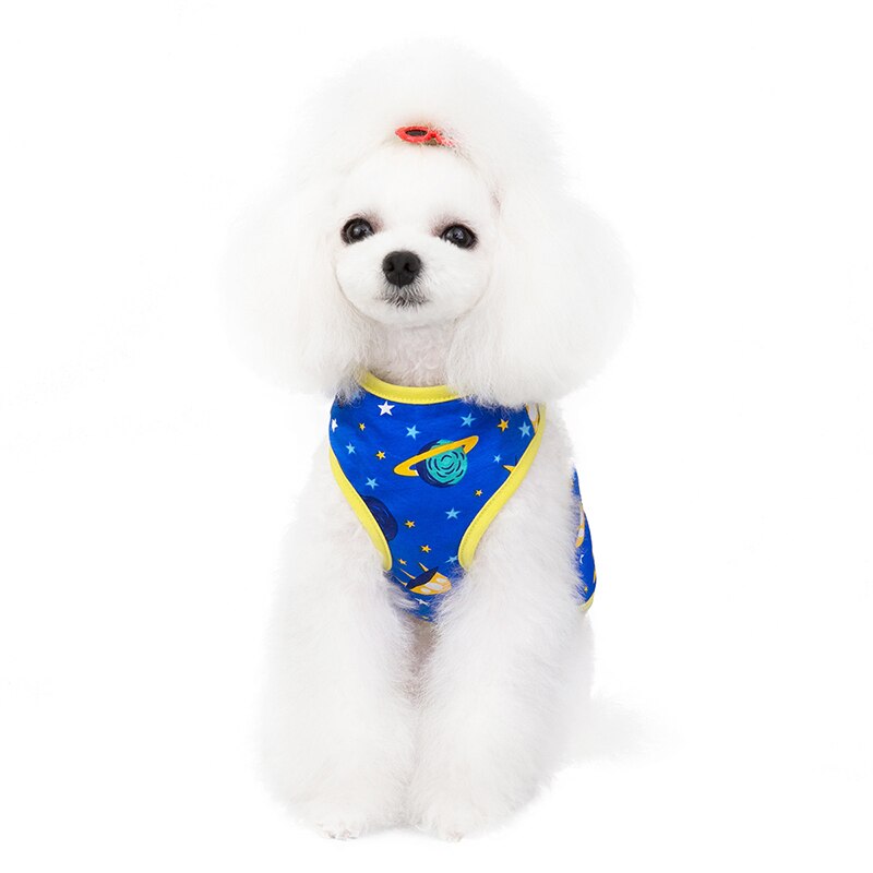 Cartoon Planet Print Pet Vest Summer Thin Dog Vest T-shirt Around the Star Dog Clothes for Small Medium Dogs Pet Costume