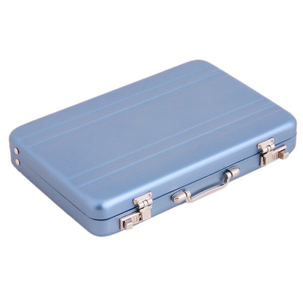 Business Id Credit Kaarthouder Reizen Koffer Organizer Wallet Pocket Case Aluminium Metalen Doos: Blue