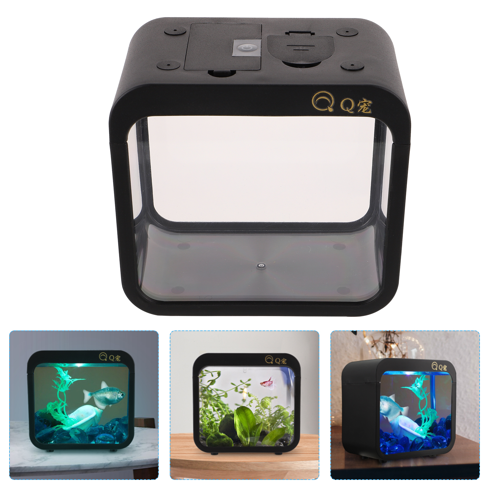 Plastic Aquarium Desktop Aquarium Ornament Mini Incubatie Aquarium Vis Battle Case Met Licht