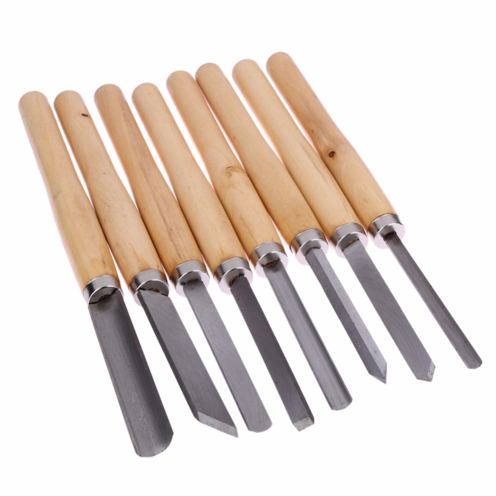 8pcs Wood Handles Lathe tool set Cutter for WOOD CARVING Woodworking Tool madeira DISK TOOL FOR CARPENTRY CARPENter