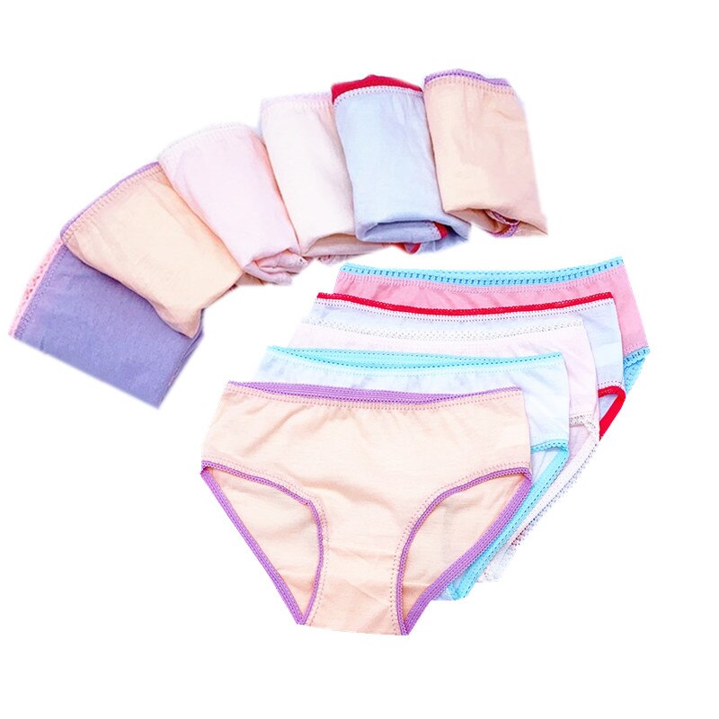 12pcs /Lot Girls Solid Briefs Underwears Children Cotton Short Pants Kids Panties 1-2Years