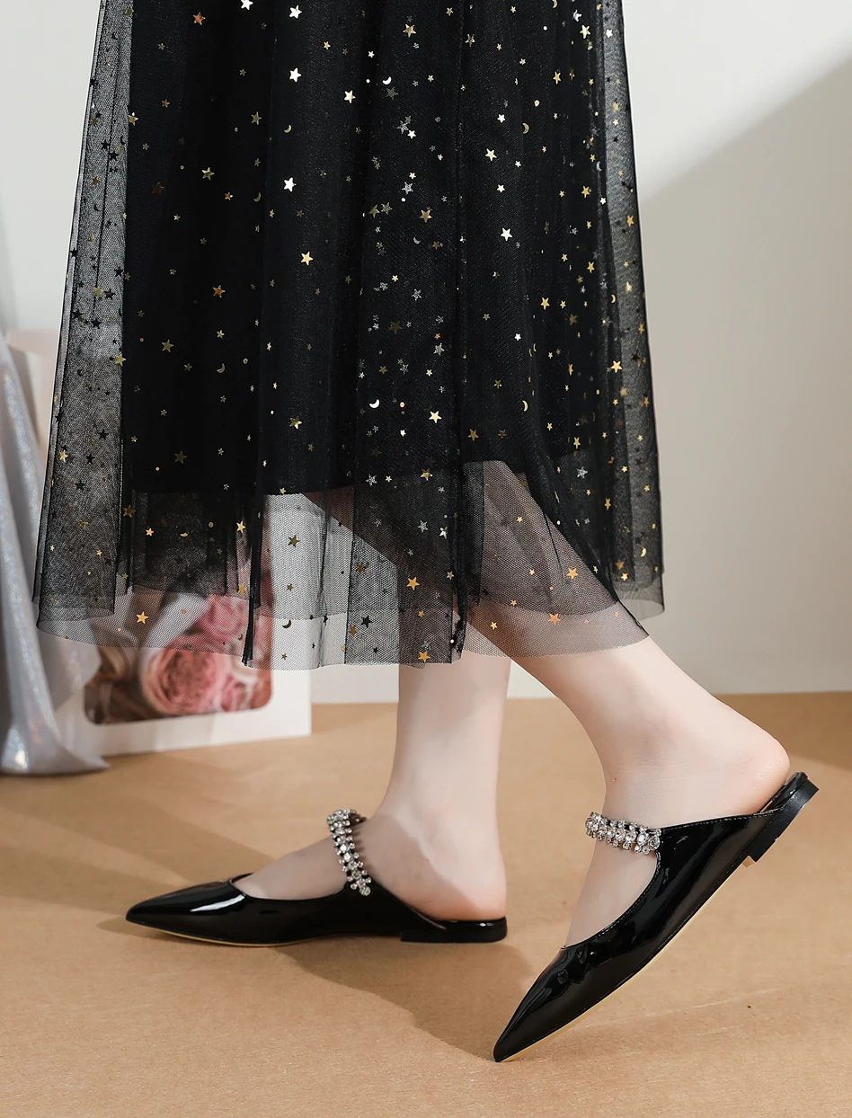 【Médisez la longueur de vos pieds avant de commander】 Cristaux Luxry Femmes Sandales à talons à lanières Chaussures plates à la 77-CHC-33