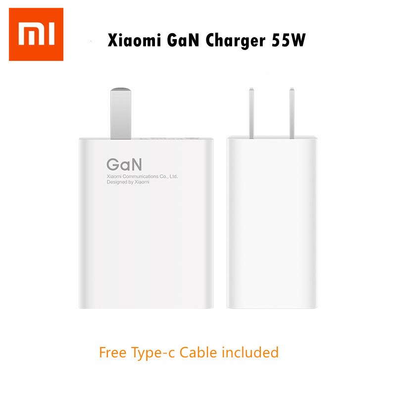 Original xiaomi gan charger 55w max schnelllade-ladegerät für mobiltelefone und laptops mit usb-c-kabel, leicht und tragbar
