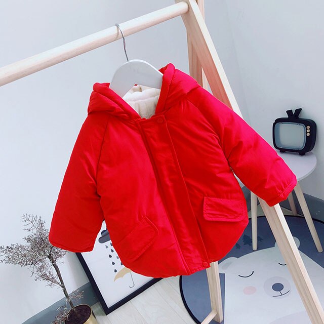 Haokaini Winter warme jas voor 3-12 jaar baby meisje jongen bloemen capuchon winddicht jack met imitatiebont katoenen parka gewatteerde overjas, Blauw, 3-4 jaar