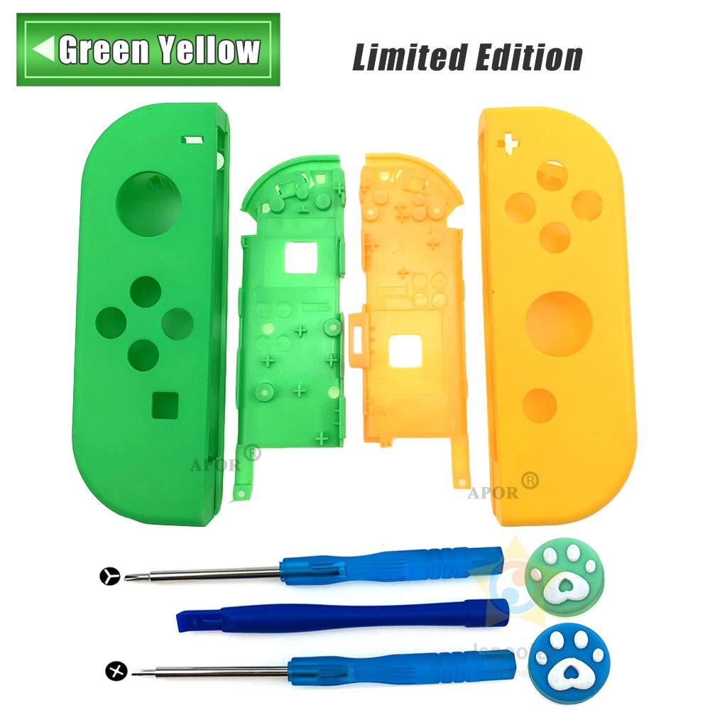 For Joy-con Shell for Nintendo Switch NS JoyCon Controller Replacement Housing Shell Right Left Case With Tools: Green Yellow