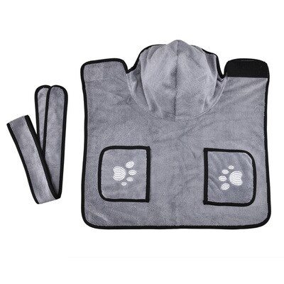 Dog Bathrobe XS-XL Pet Dog Bath Towel for Small Medium Large Dogs Microfiber Bath Towels Quick-Drying Cat Bath Towel: Gray / XS