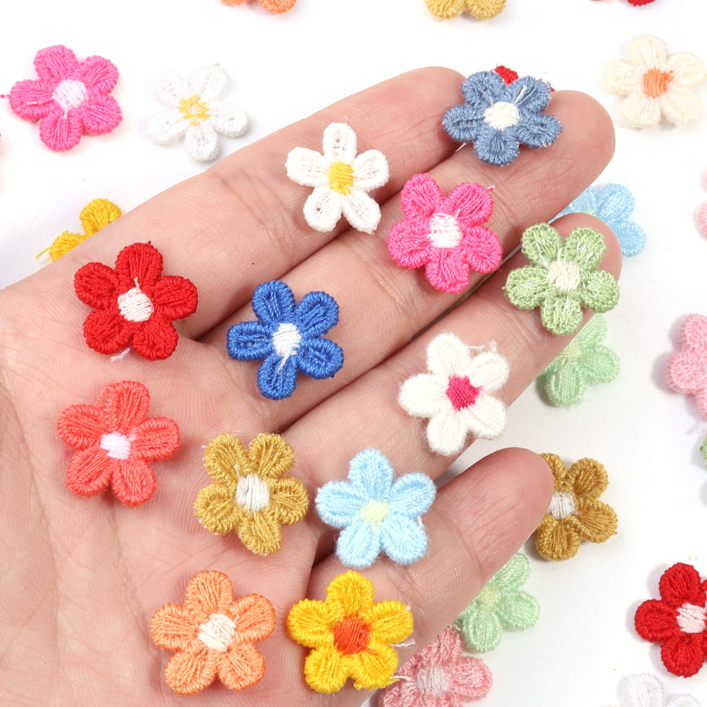 30Pcs Multicolor Flower Appliques Lace Floral Flower Embroidery Patch DIY Sewing Clothes Headwear Wedding Home Decorate Supplies