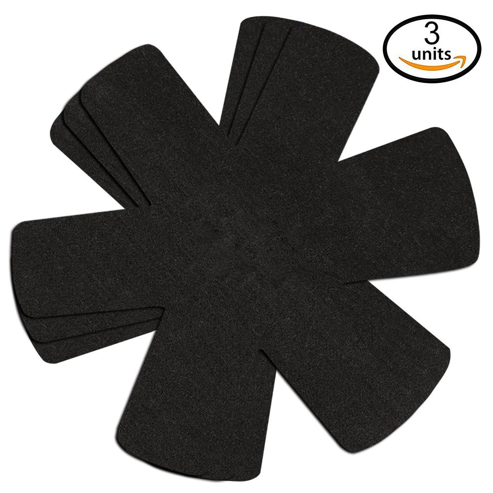 Protectores antideslizantes y antiarañazos para mesa para ollas y sartenes, esterilla de protección para vajilla del hogar: Black 3pcs