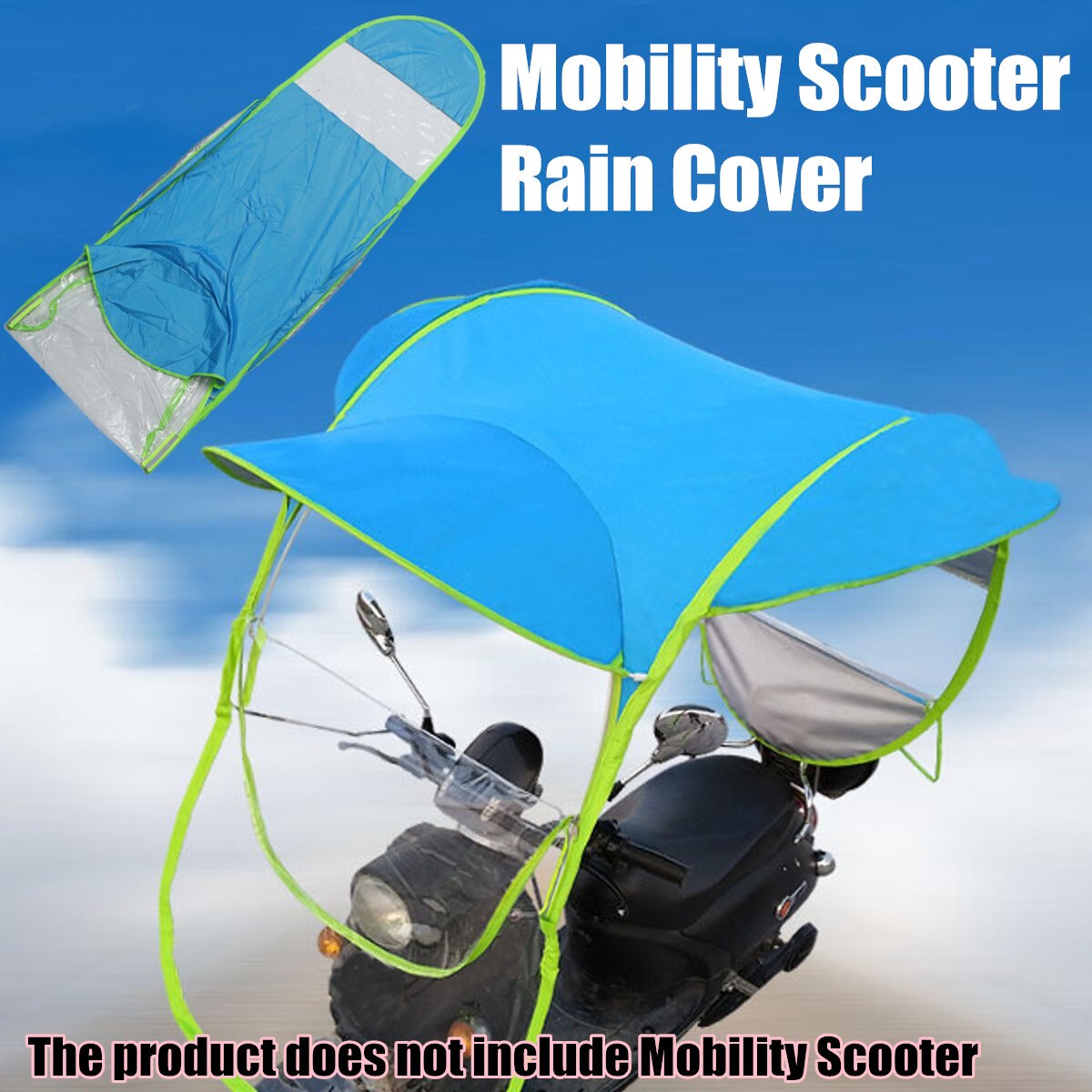 Mofaner mobilitet scooter cover elektromobil sol regn vind dæk elbil forhindrer paraply regnfrakke 2.8*0.8*0.75m