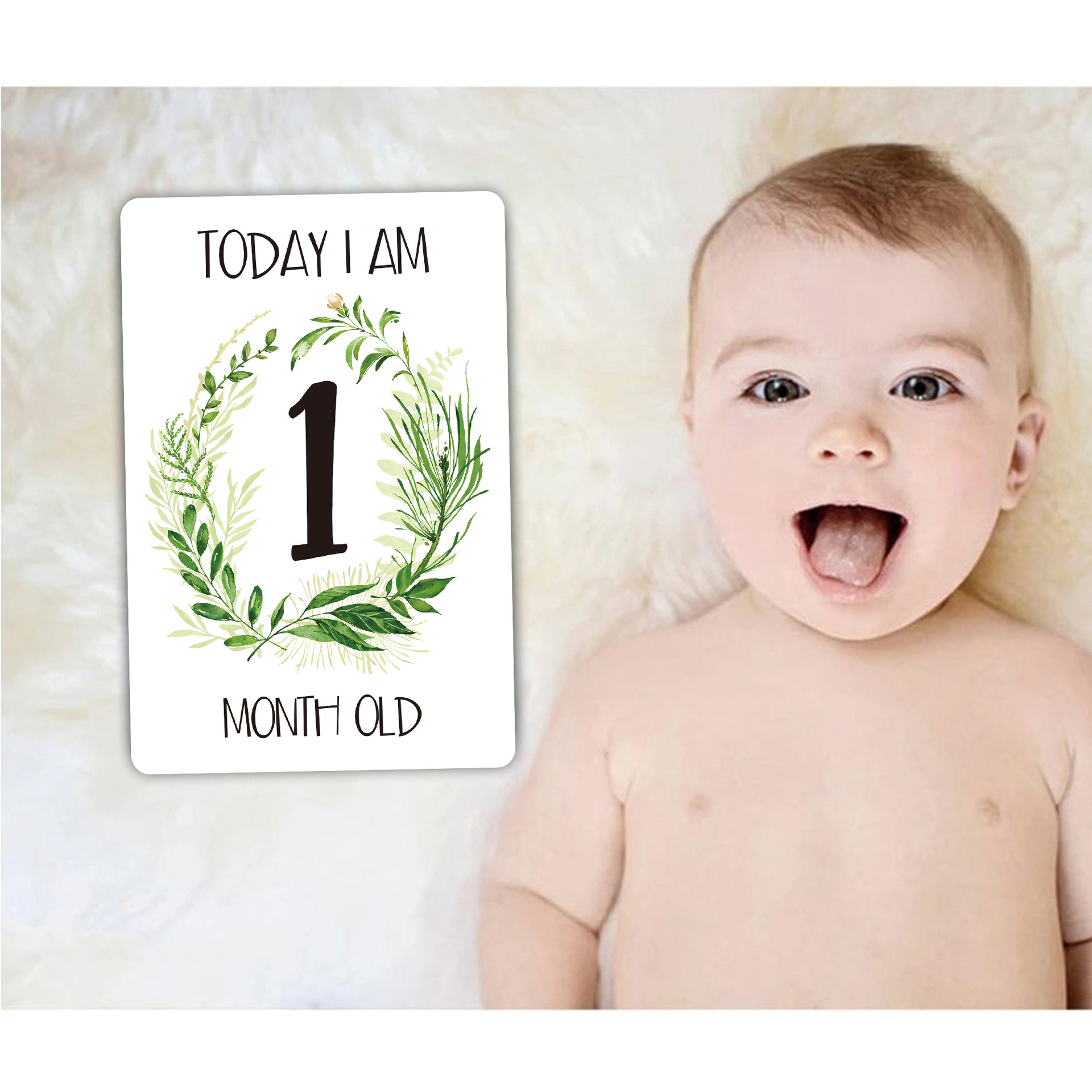12 milepæl milepæl fotodelingskortsæt babyalderkort nyfødt fotomindesmærke