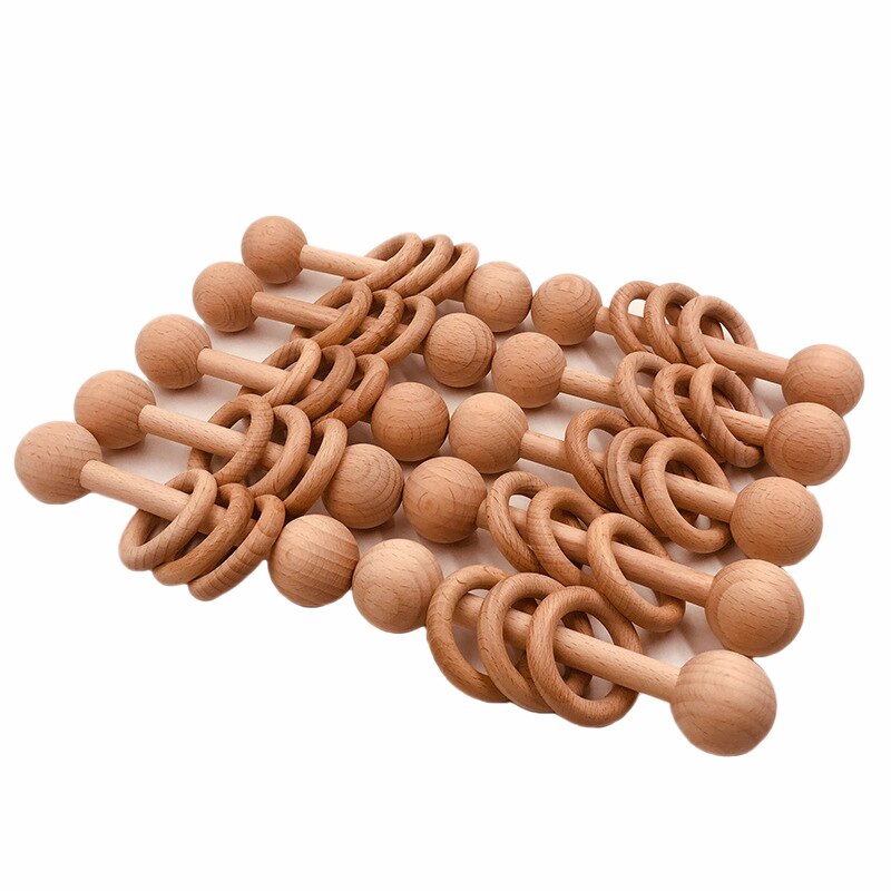 1 Pcs Houten Bijtring Rammelaar Activiteit Gym Speelgoed Houten Lege Ring Kinderziektes Speelgoed Baby Verpleging