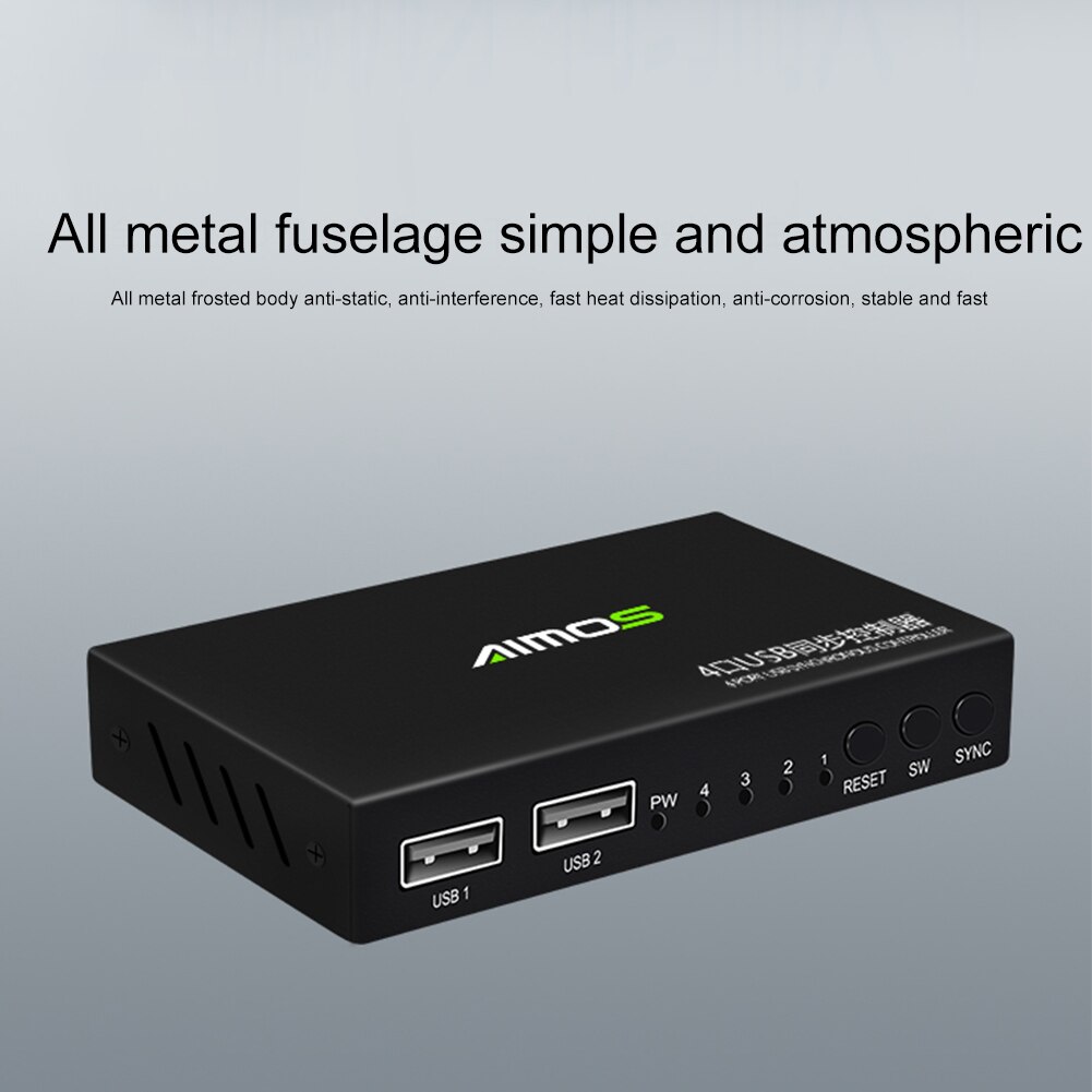 Keyboard Mouse 4 Port USB2.0 For Computer Data Transmission Plug And Play KVM Switcher Synchronous Controller Splitter Universal