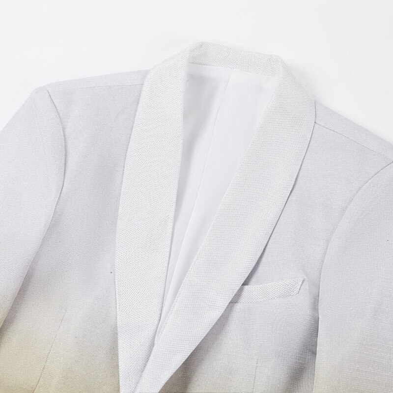Pyjtrl herr gradient färg glänsande guld silver slim fit kavaj scen sångare kostym jacka bröllop brudgum bal smoking kostym