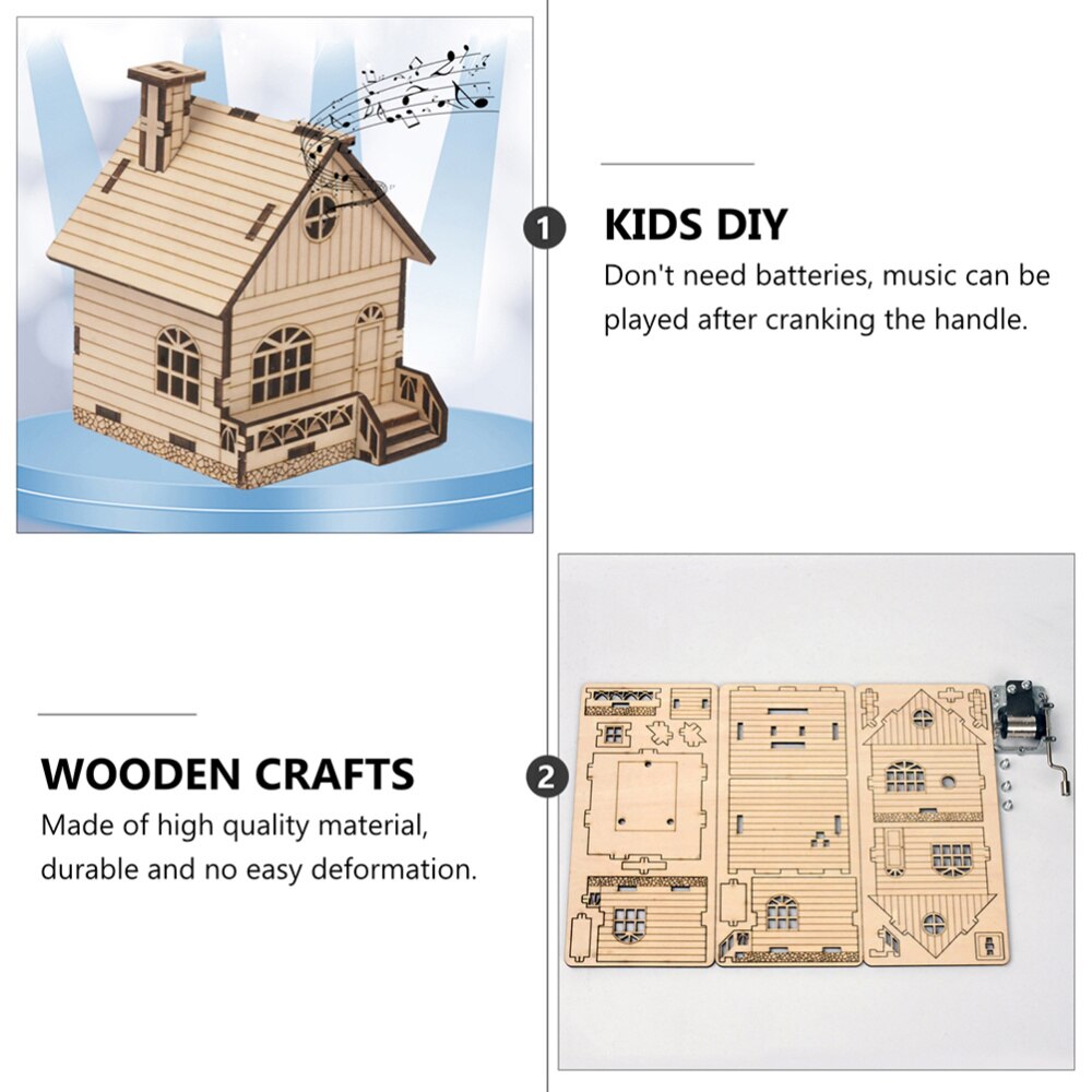 1 Set Christmas House Box Wooden DIY Crafts Box DIY Material Kit