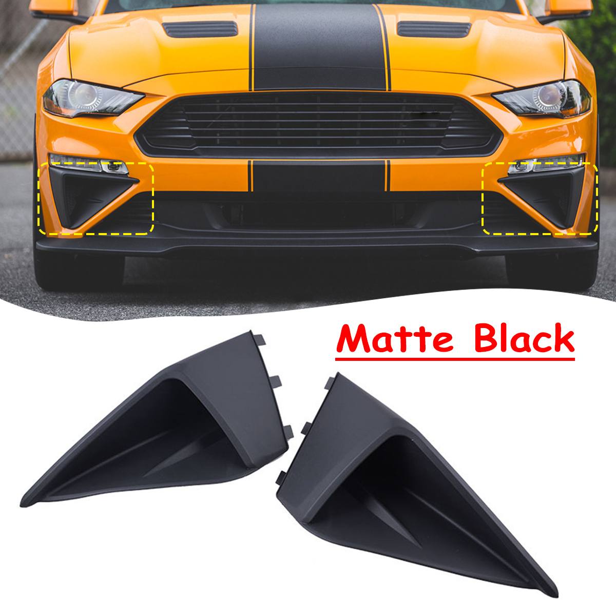 3D Air-Intake Trim Panel Decorative Plates+ Front Bumper Vent Winglets Fog Light Canard+ Hood Vent Kits For Ford-Mustang -19