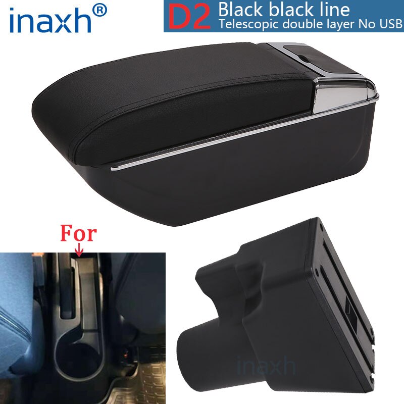 For Kia Picanto Armrest Box Picanto 3X-Line interior Retrofit parts car accessories Storage box car armrest No punching: D2 Black black NoUSB