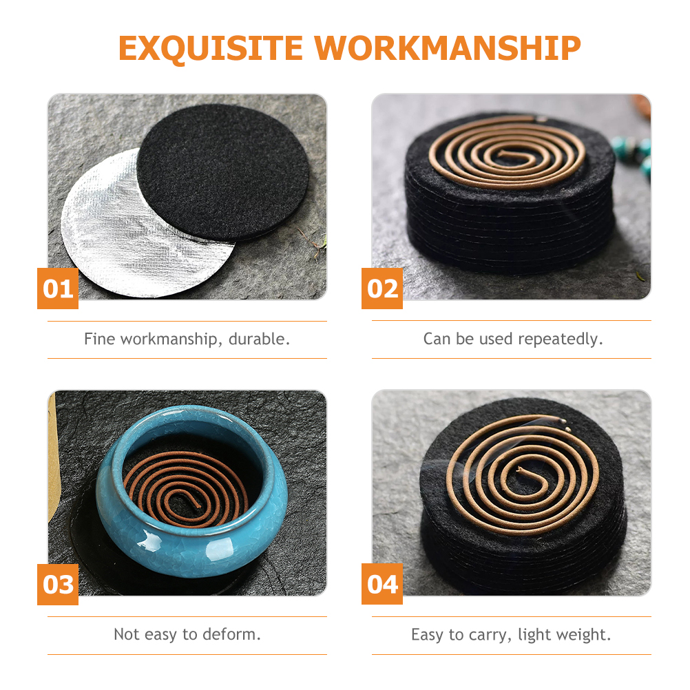 8 Pcs Censer Cotton Pad Living Room Incense Fireproof Pads Coil Mat Burner Holder Ceramics Practical Home Mats