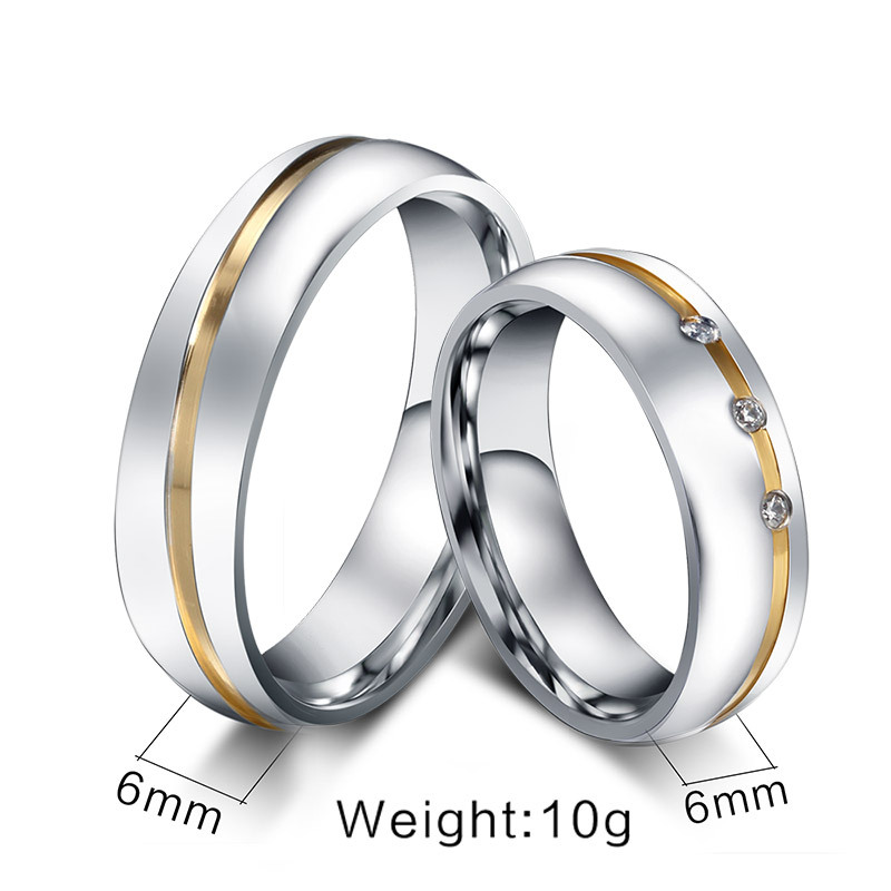 Bagues de mariage pour couples, anneau en acier inoxydable avec Zircon Micro-incrusté, bijoux d'anniversaire, pour hommes et femmes