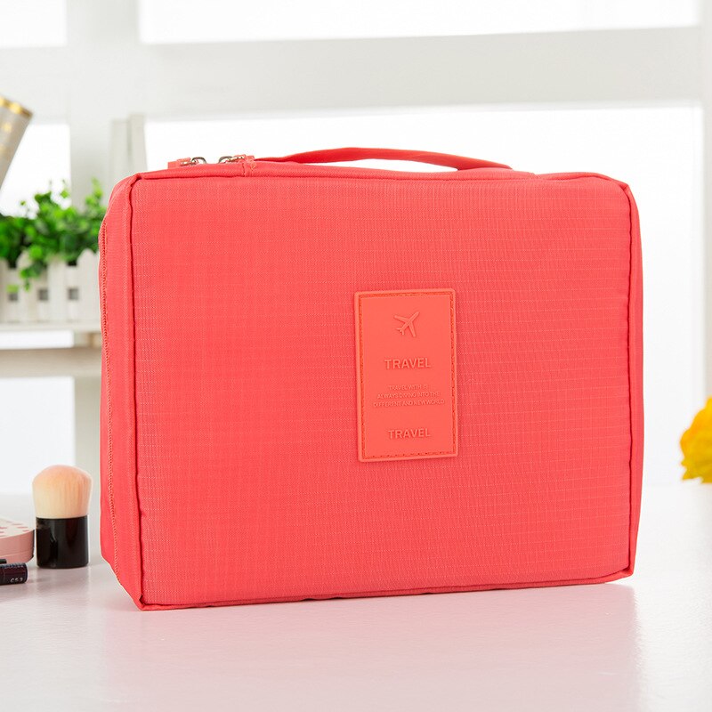 Wielofunkcyjna kosmetyczka podróżna Neceser kobiety torebki na makijaż Organizer do przyborów toaletowych wodoodporne kobiece pojemniki do makijażu: Watermelon Red