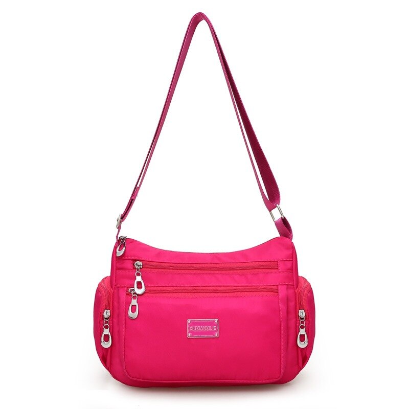 Vrouwen Tas Lente Mode Nylon Schoudertas Elegante Vrouwen Messenger Bag Grote Capaciteit Schoudertas: Rose red