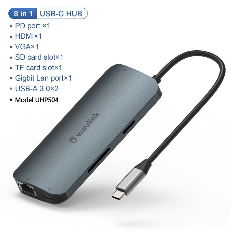 Wavlink USB-C Centrum kompatybilny z HDMI adapter wideo konwerter sygnału rodzaj-c mini stacja dokująca dla systemu okna prochowiec OS rozdzielacz Centrum na USB: UHP 504