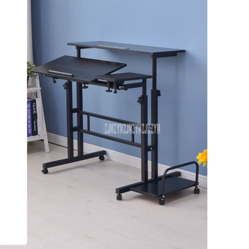 Modern Sit/Stand Computer Desk With Keyboard Tray Height Adjustable Simple Standing Laptop Desk Notebook/Monitor Holder Stand: Black willow color