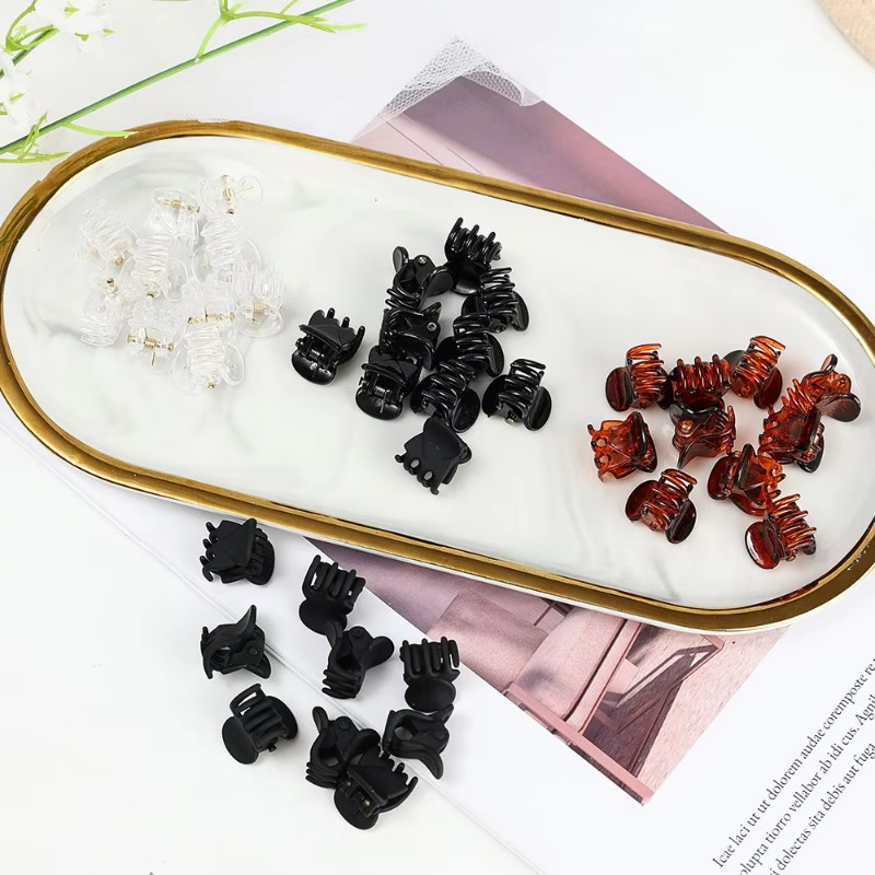 10-50pcs/pack Mini Hair Claw Clips for Women Girls Accessories Black Brown Transparent Plastic Mini Claws Hair Pins Clamp