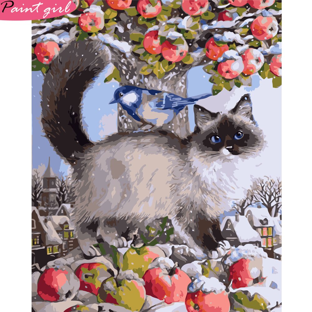 PaintEveryday Acrylic Paintings By Numbers Animals Oil Painting Handmade DIY Paintings Children Picture Fast: VA-0717