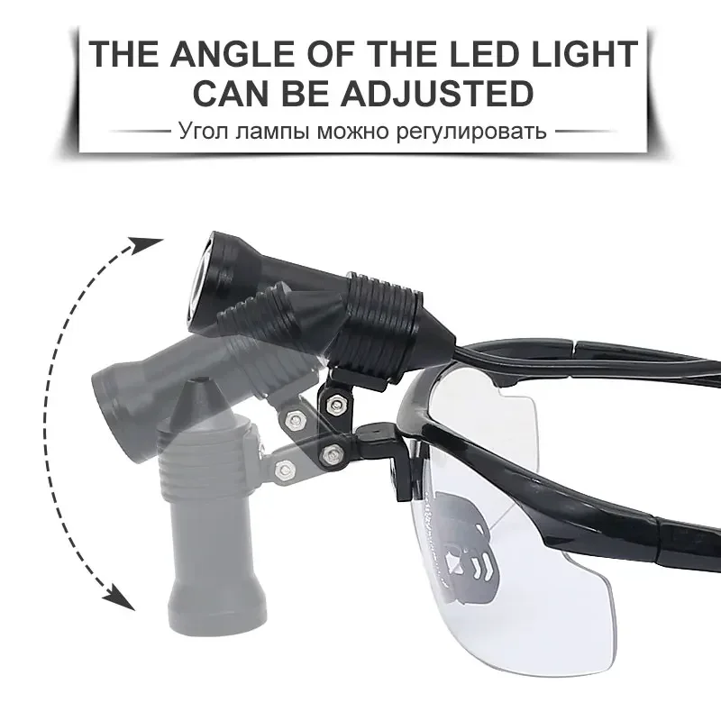 Oraler Dental-Scheinwerfer, 3 W/5 W, LED-Zahnarzt-Scheinwerfer mit chirurgischem Betrieb und Schutzbrille, wiederaufladbarer Lithium-Ionen-Akku
