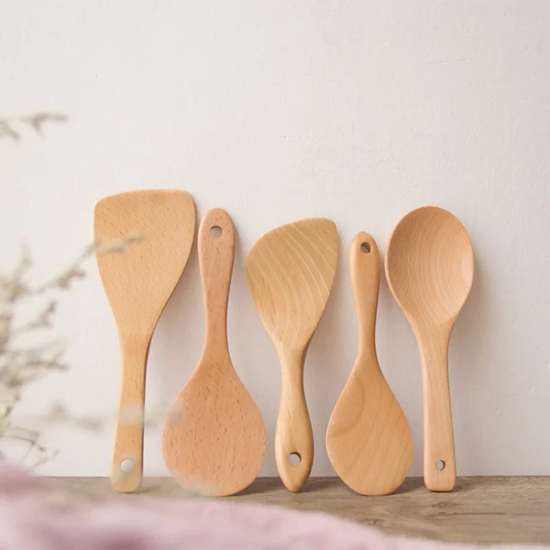 Cuillère à Riz en Bois de 3 Types, Cuillère à Riz de , à Sushi, Ustensiles de Table, Gadgets de Cuisine