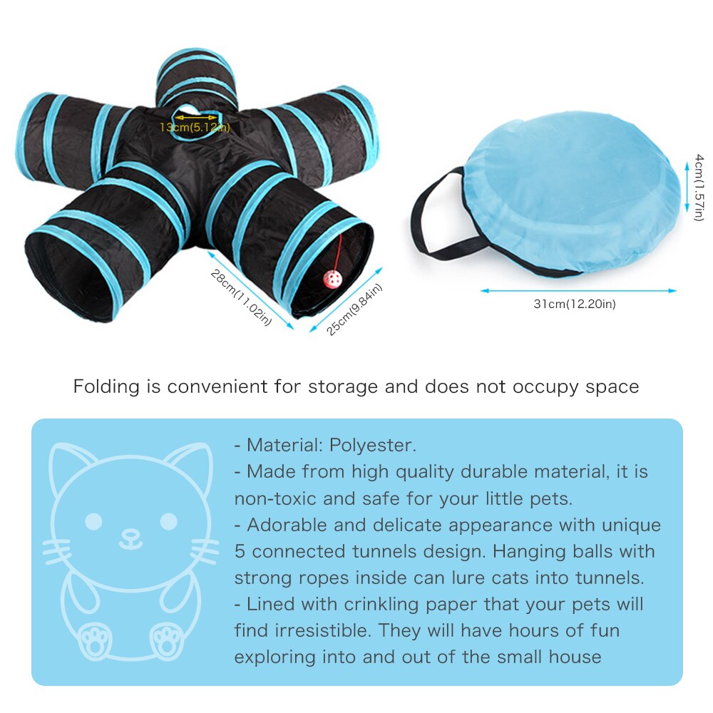 Foldable Pet Cat Tunnel Pet Cat Kitten Puppy Tunnel Play Toy 5 WAY Foldable Exercise Tunnel Funny Toys Kitty Puppy Training P