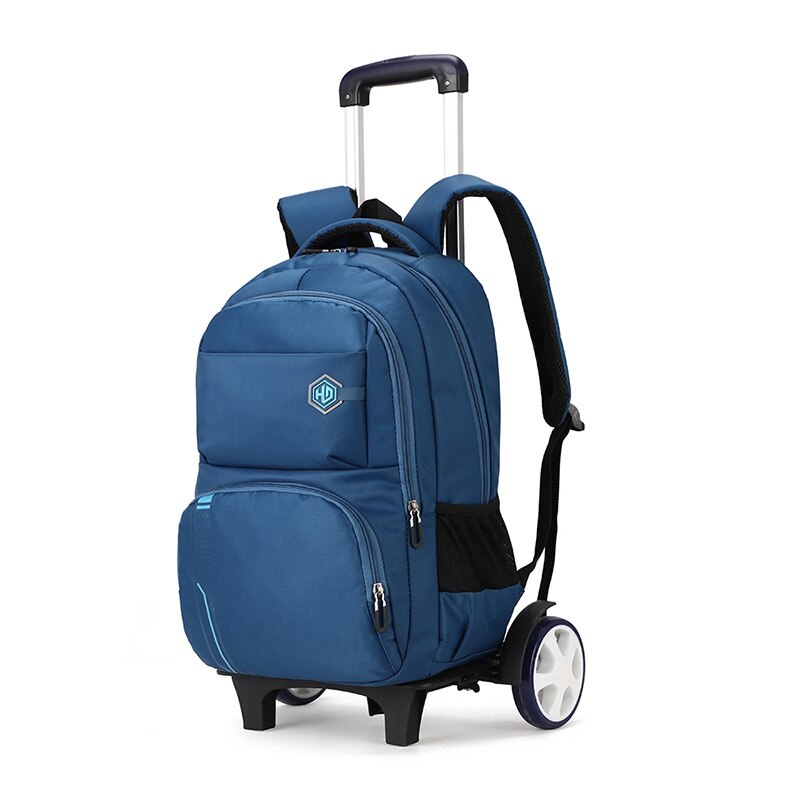 Sacs à dos d'école pour enfants, 2/6/ grandes roues, sac à dos à roulettes amovible, sacs d'école à roulettes, grande capacité, cartable bleu foncé: Grande roue bleu clair