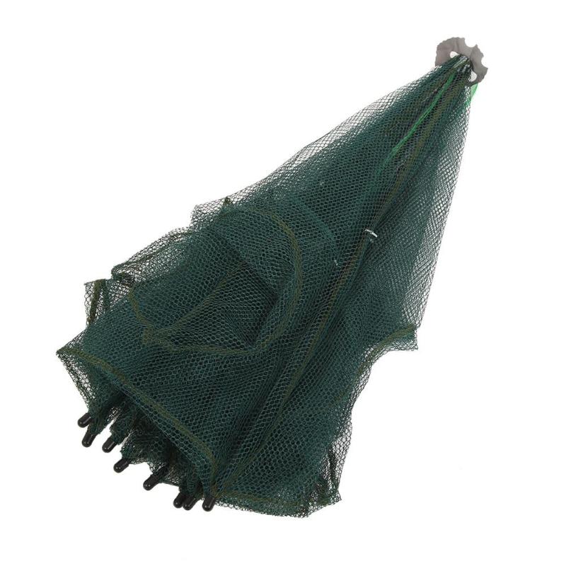 Renforcé 2-8 trous filet de pêche automatique Cage à crevettes en Nylon pliable piège à poisson fonte filet moulé pliant réseau de pêche en plein air