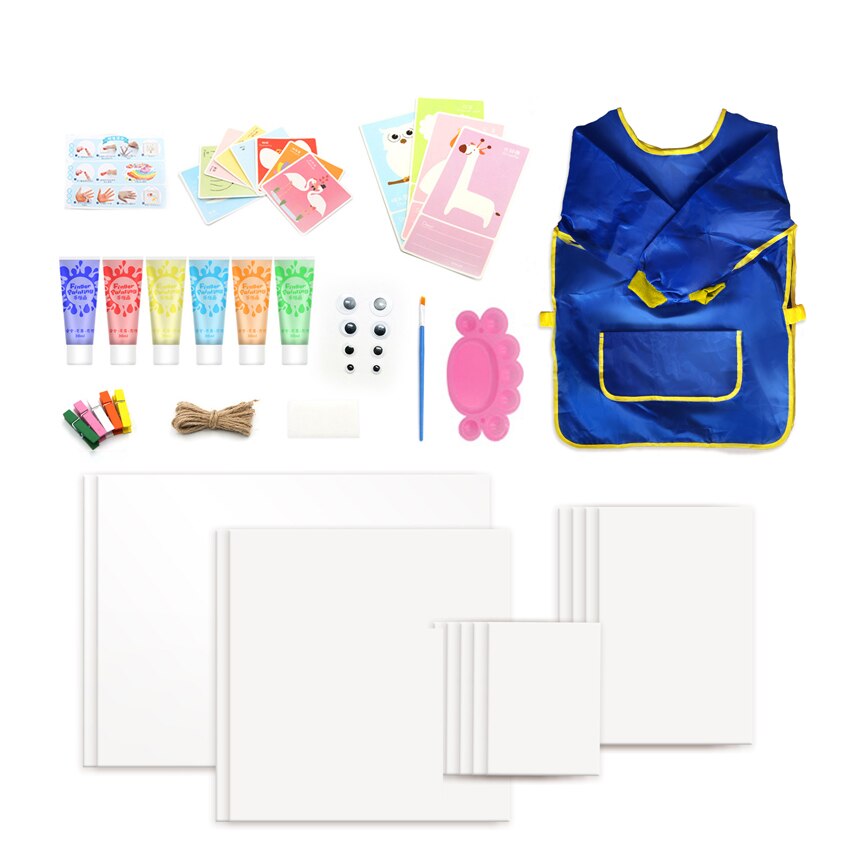 Finger Kids Painting Set Year Box With Blank Canvas Panel Christmas For Artists Kit School Graffiti Liquid Pigment: 32pc 12p canvaspanel