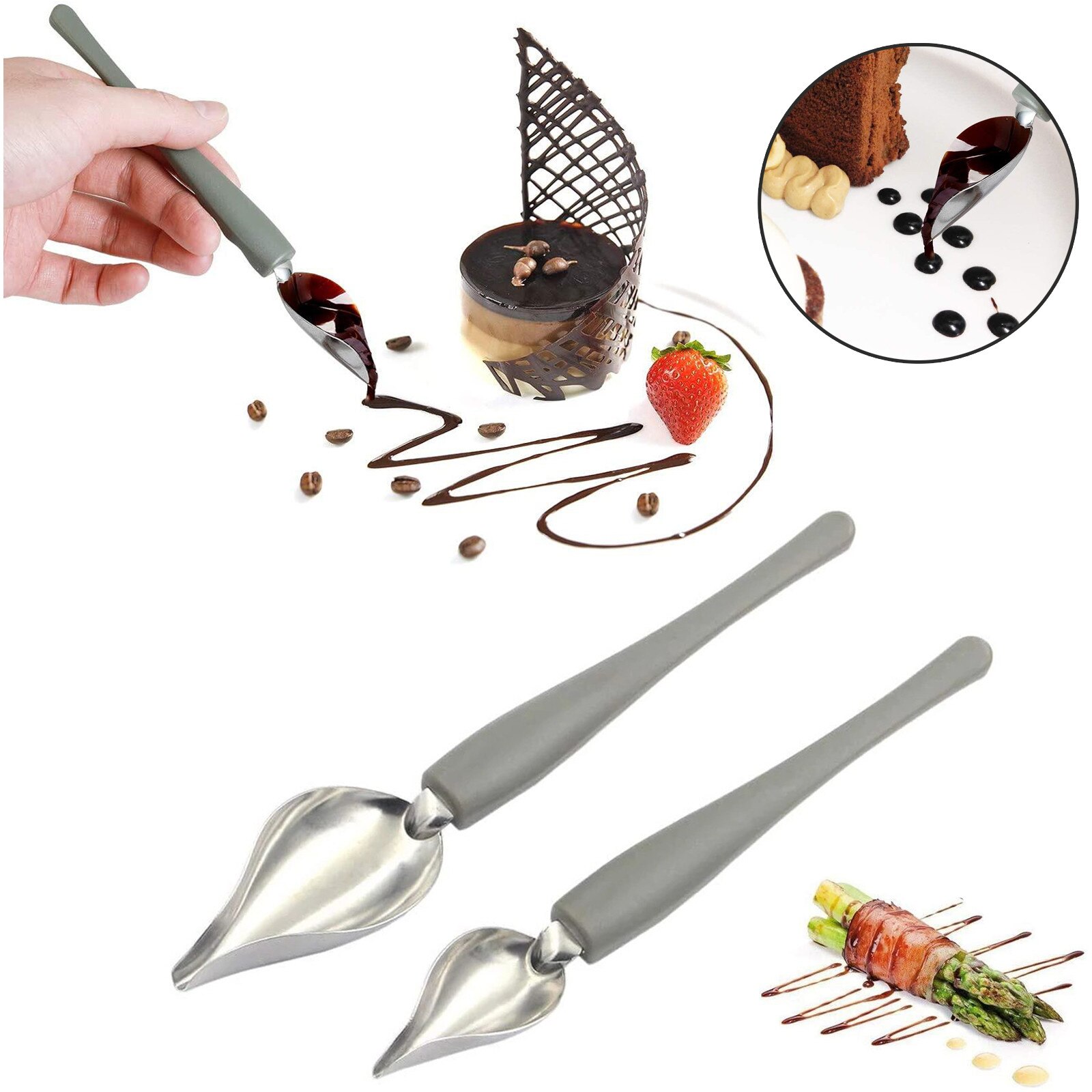 Cuchara decorativa para Chef, herramienta para dibujar comida, salsa, pintura, plato de lápiz, postre, hornear, pastel, cena, dibujo de café, 1 #