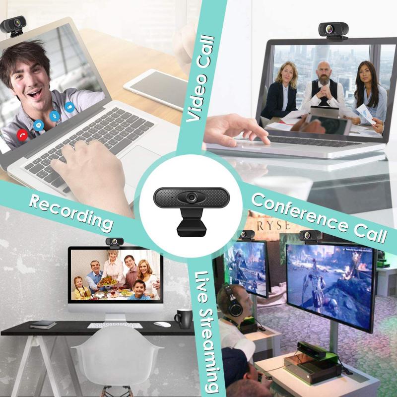 Webcam Full HD 1080P, 1080P, avec Microphone, pour ordinateur portable et de bureau, USB, avec Correction de la lumière