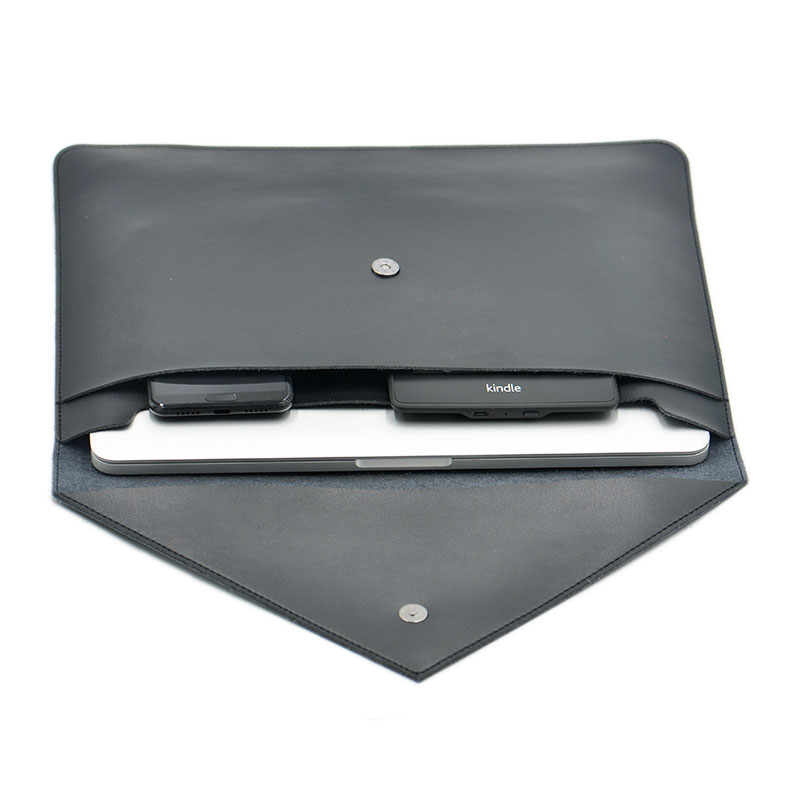 Laptoptaske, etui, 13/14/15.4/16 -tommer taske, kuvertformet pu-læderetui til macbook pro air 13.6 , 14.2-tommers dobbeltlomme