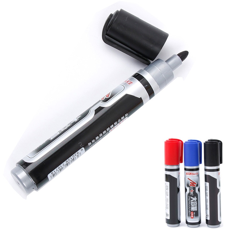 Suuri kapasiteetti musta punainen sininen pysyvä tussi kynä koulutarvikkeet kestävät öljyiset vedenpitävät paperitavaramerkit