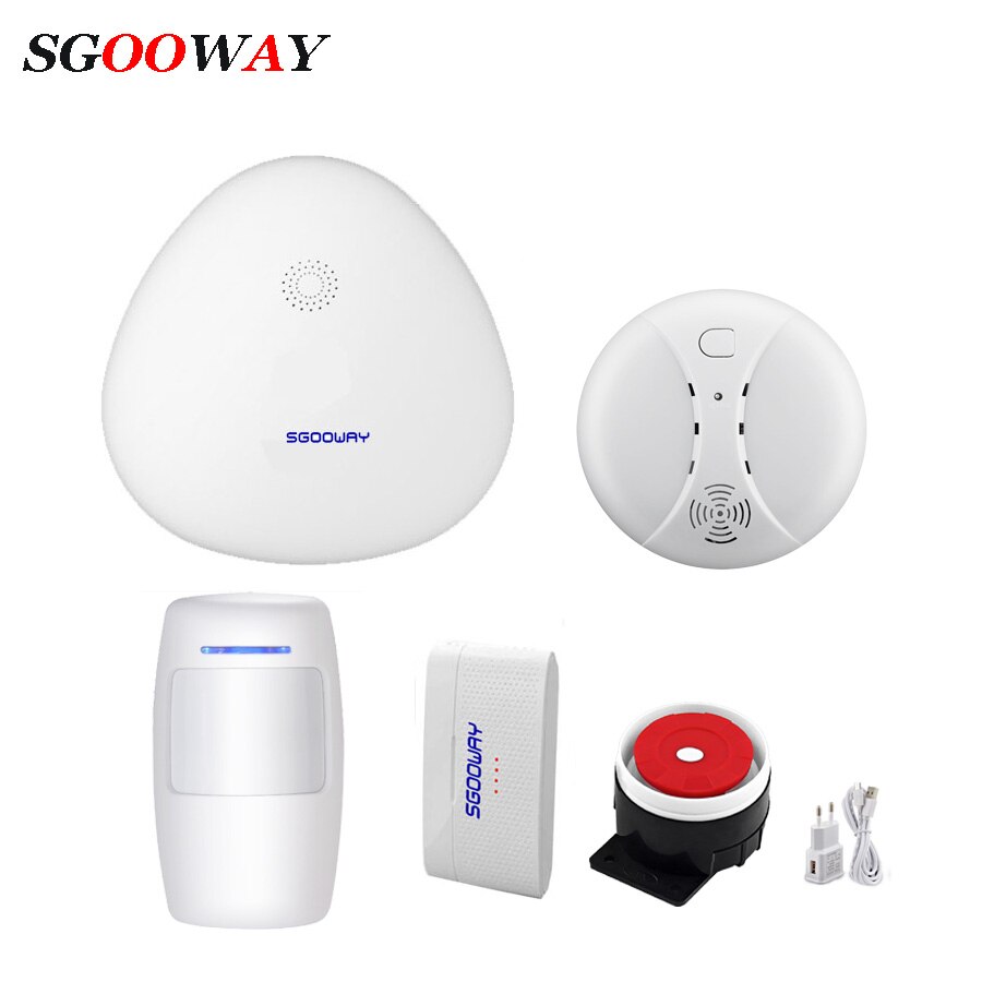 Sgooway Wireless Wifi Home Burglar Security Alarm System With Door Sensors Detectors Temperature Humidity Sensor: V10 Bundle F