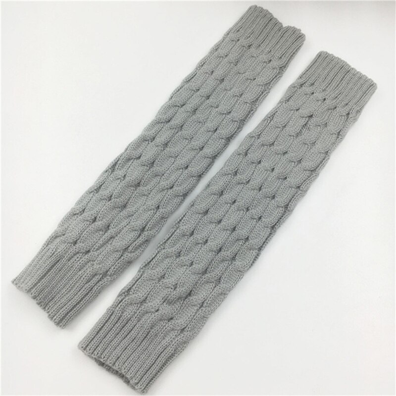 40cm jambières femmes genou haute hiver tricot solide Crochet jambières pour bottes manchettes chaussettes longues chaussettes: light grey