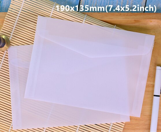 50pcs Translucent Blank White Parchment Paper Envelope Postcards Invitations Cover Envelopes: 190x135mm