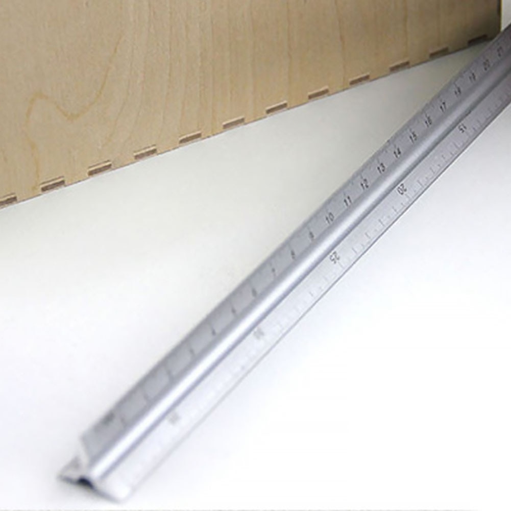30cm Clear Ruler Accurate Triangle Scale Silver Engineer Architect Aluminum Alloy Technical