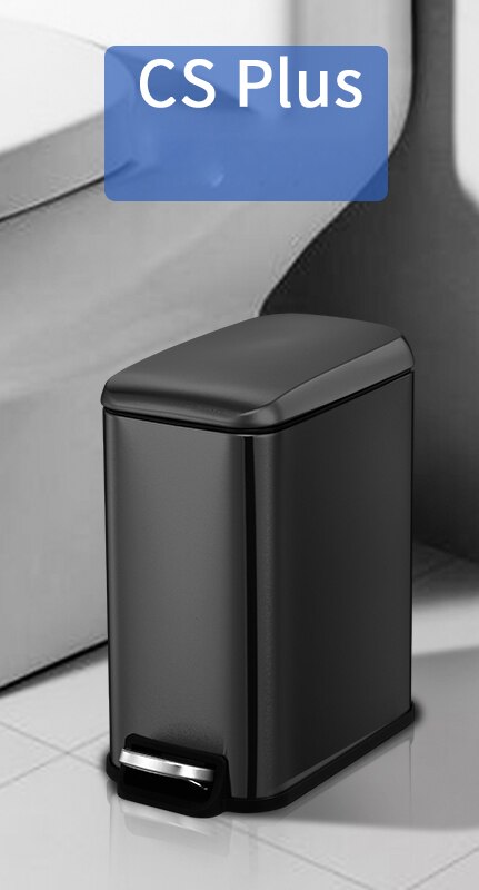 Rectangular Trash Can With Pedal Portable Household Toilet Waste Bin Kitchen Stainless Steel Garbage Bins Storage Bucket ZH195: black cs plus