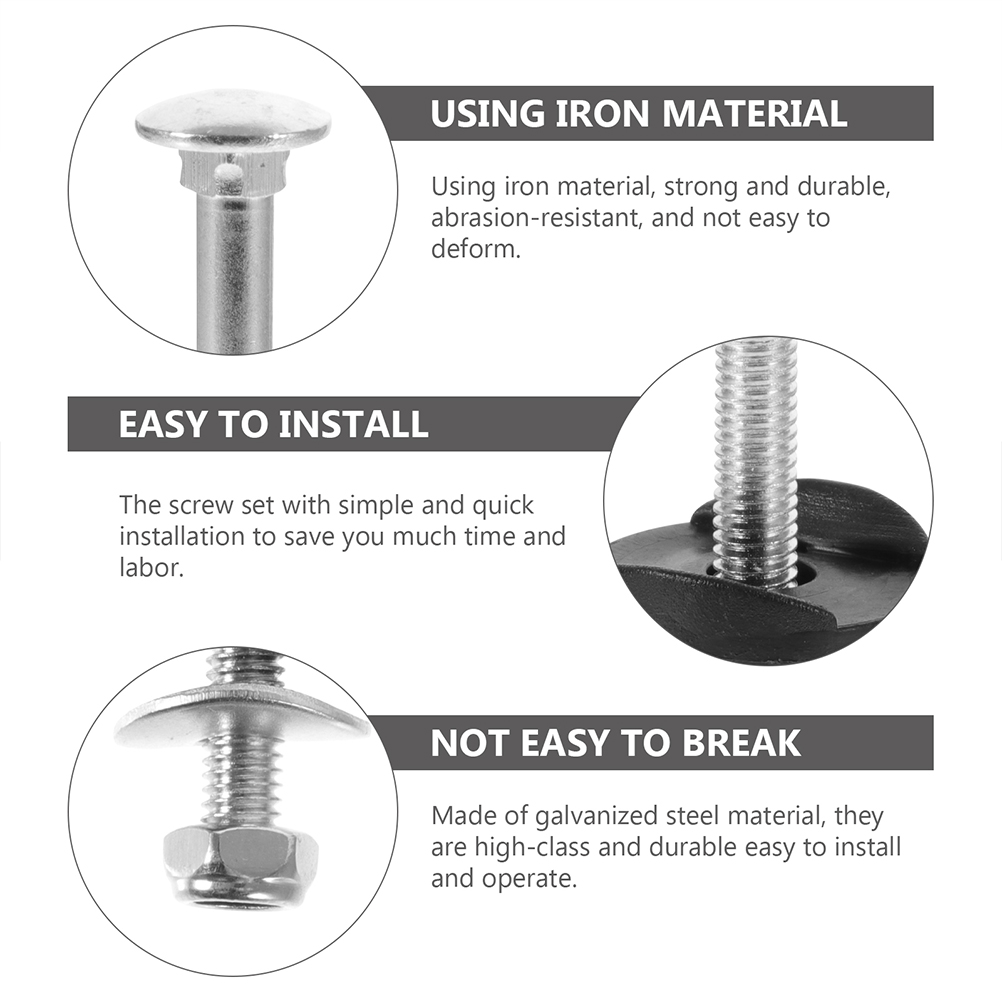8 Sets Trampoline Screws Replacement Galvanized Steel Jumping Bed Safety Bolts Nuts Trampoline Stability Tool for