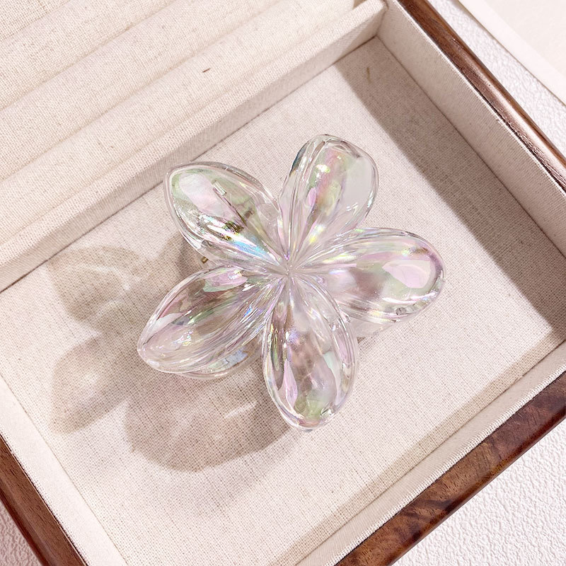 1/6 pièces coloré Transparent fleur 8CM pinces à cheveux pince épingle à cheveux Barrette épais mince cheveux accessoires pour les femmes: BLEU CIEL