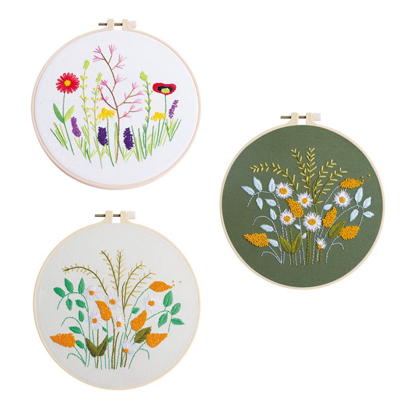 Diy Borduurwerk Bloem Handwerk Handwerken Voor Beginner Kruissteek Ambachten Hand-Gestikt Decor Schilderen Borduren Home Deco: J 3PCS