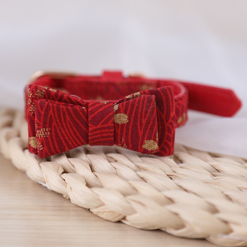 Accesorios de Collar de mariposa para perro y gato, productos elegantes de lujo,: Wine Red