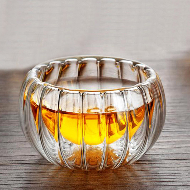 6 st/set pumpa stil dubbellagers väggglas transparent liten tekopp isolering kung fu tekopp tillbehör tekoppar verktyg